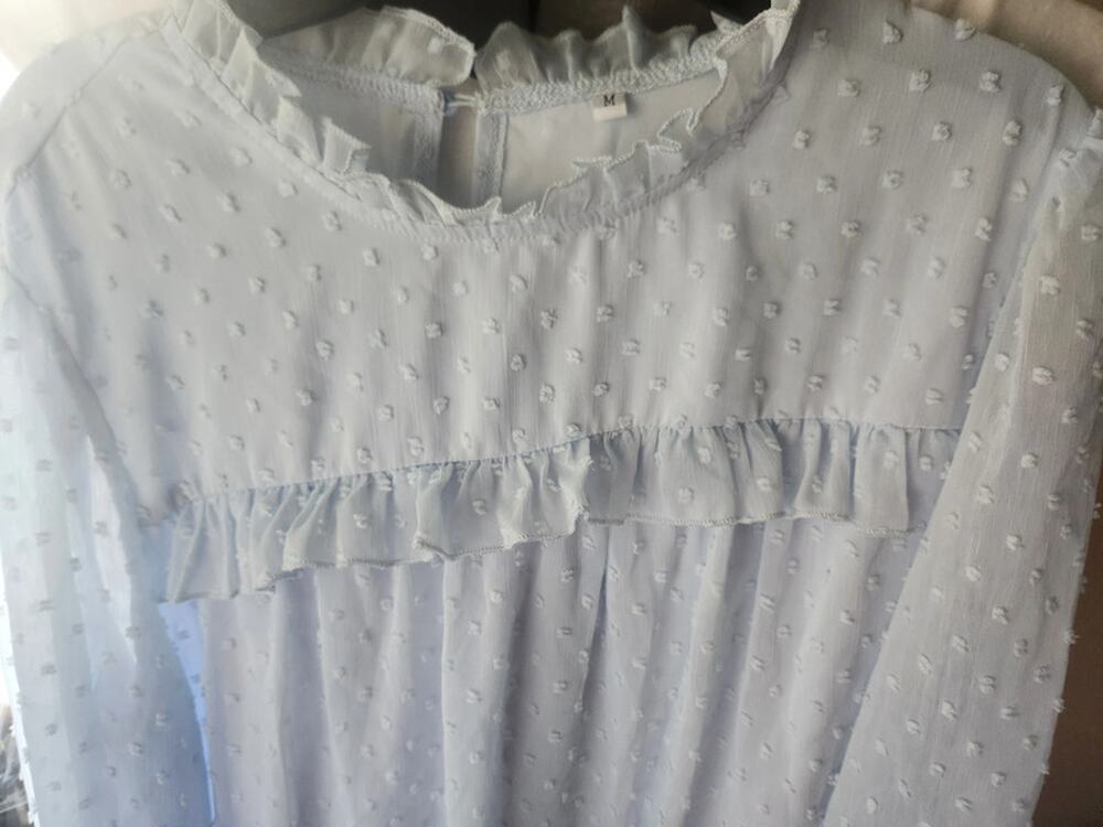 Babydoll dress Chiffon Baby Blue Romantic Size Medium Ruffle lace